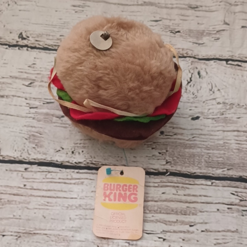 Burger King Vintage 1983 Plush Hamburger Musical Wind up Toy